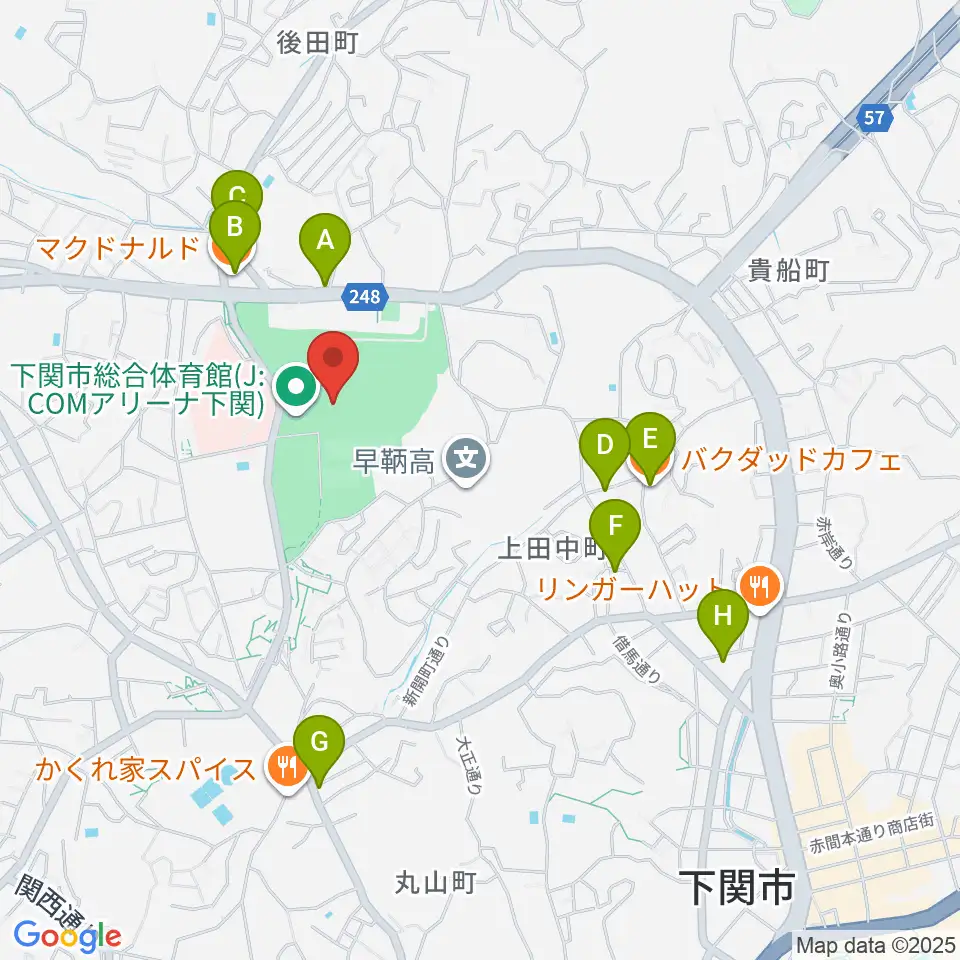 セービング陸上競技場周辺のカフェ一覧地図