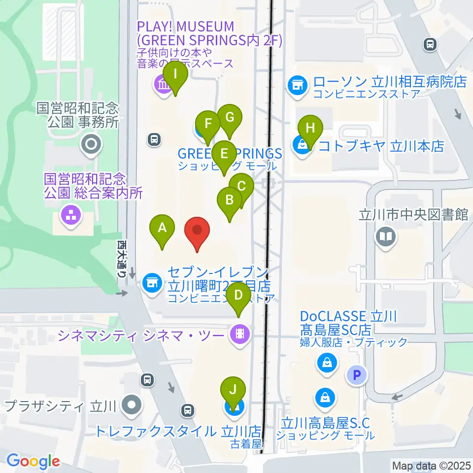 たましん美術館周辺のカフェ一覧地図