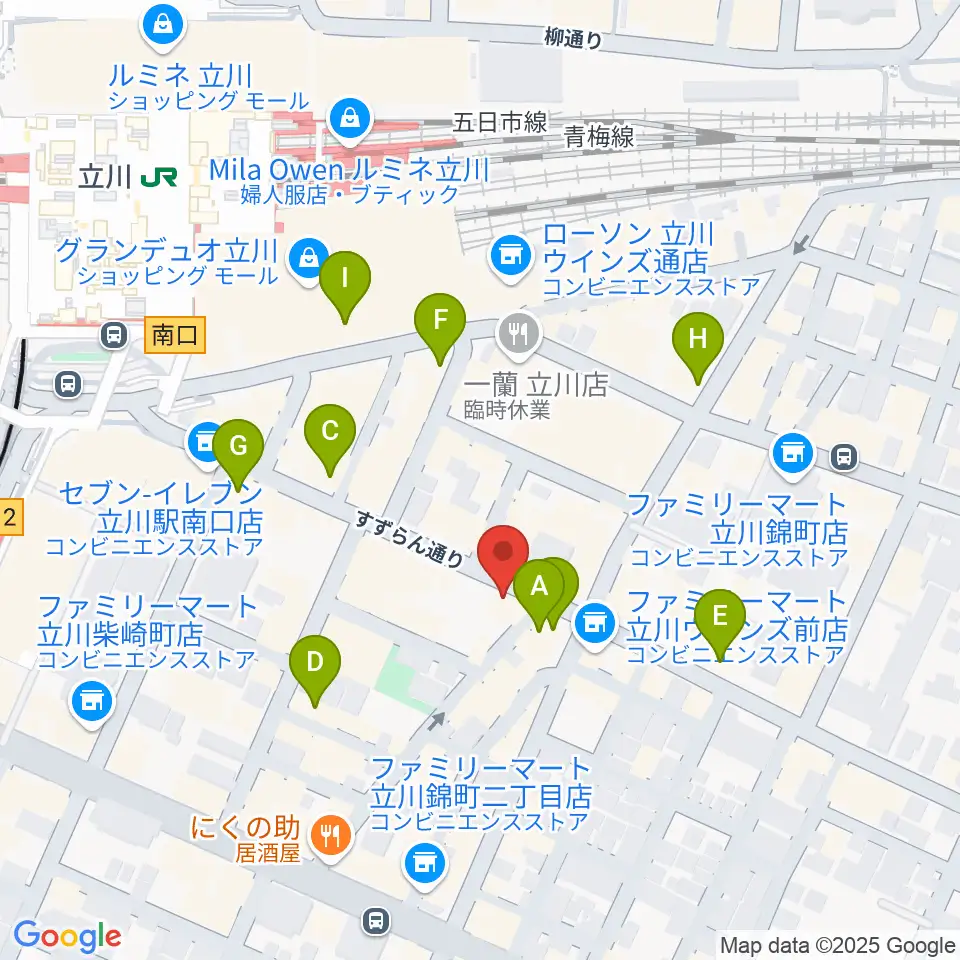 楽器奏庫 立川店周辺のカフェ一覧地図