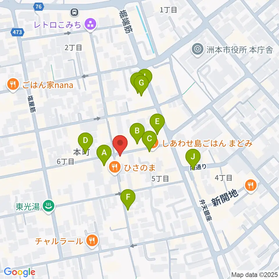 マトヤ楽器ミュージックスタジオ周辺のカフェ一覧地図