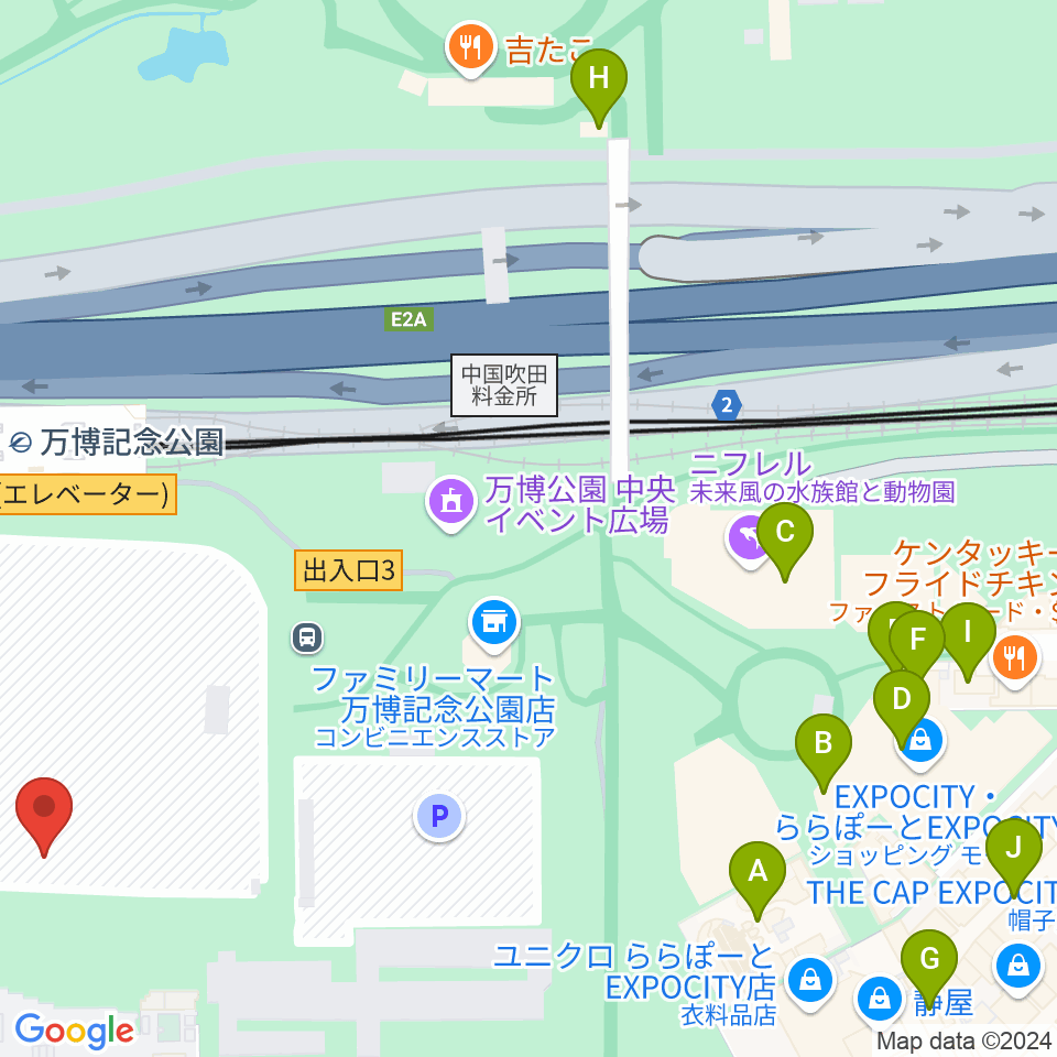 大阪万博記念公園アリーナ（仮） 周辺のカフェ一覧地図