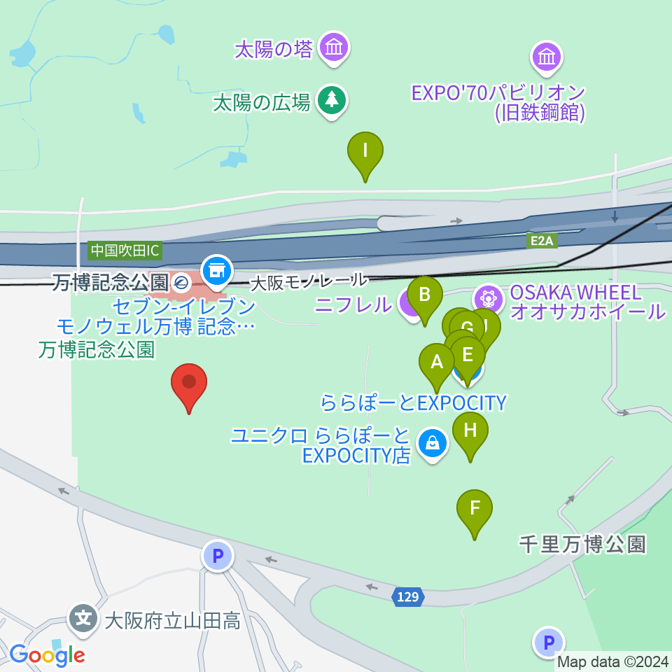 大阪万博記念公園アリーナ（仮） 周辺のカフェ一覧地図