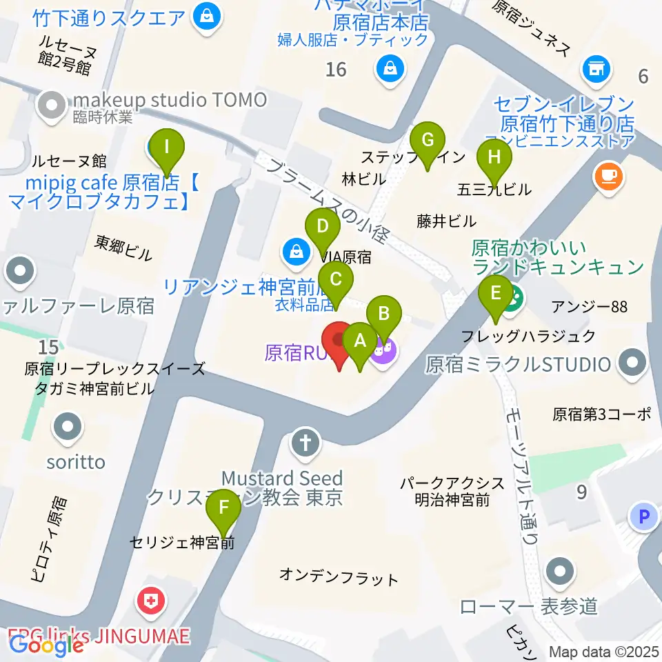 原宿RUIDE周辺のカフェ一覧地図