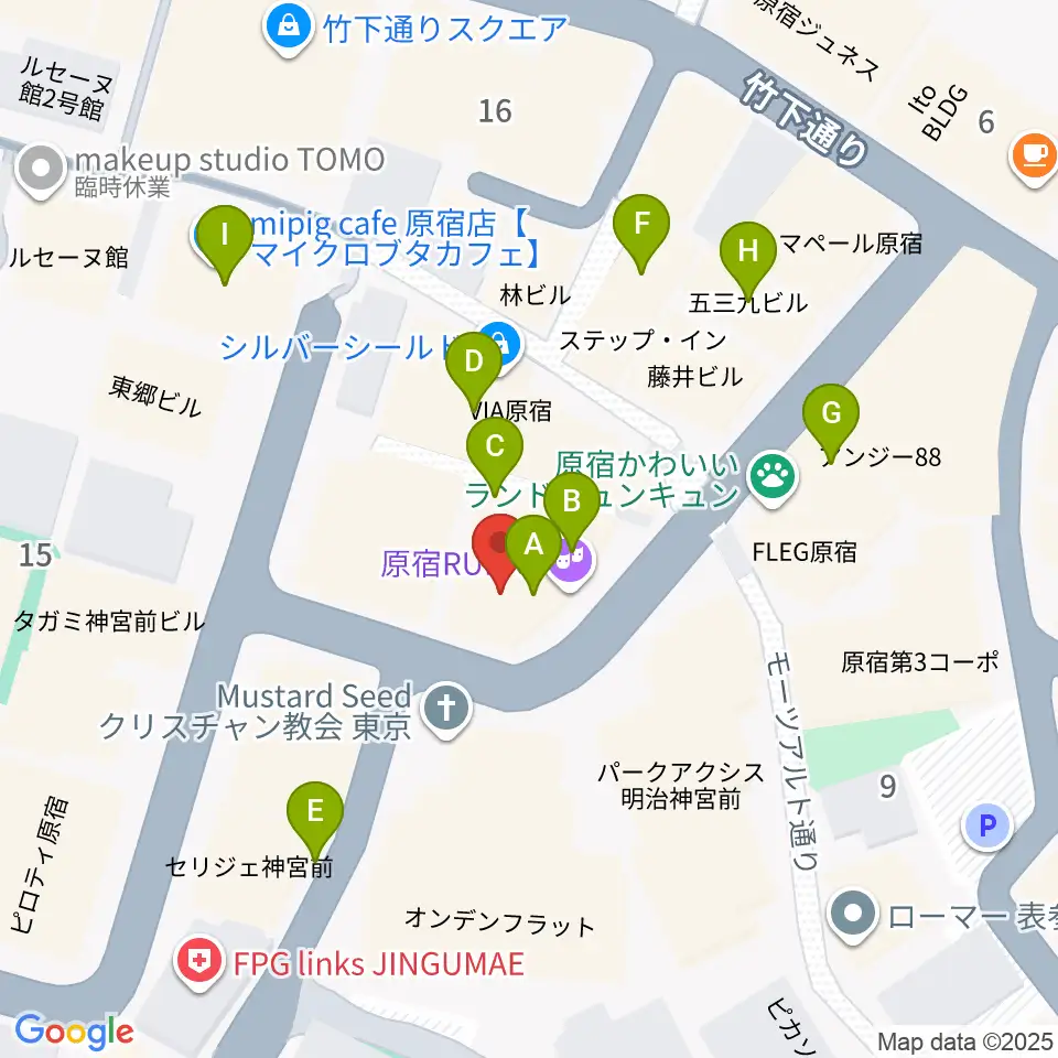 原宿RUIDE周辺のカフェ一覧地図