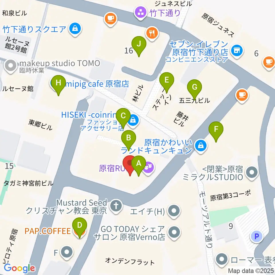 原宿RUIDE周辺のカフェ一覧地図