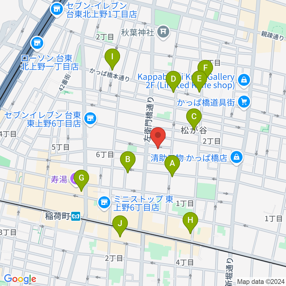 アキバ音楽教室周辺のカフェ一覧地図