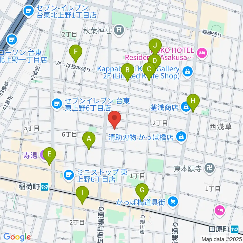 アキバ音楽教室周辺のカフェ一覧地図