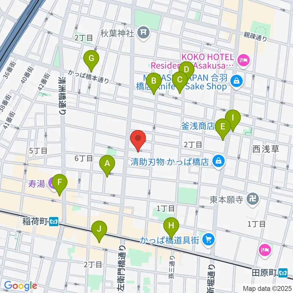 アキバ音楽教室周辺のカフェ一覧地図