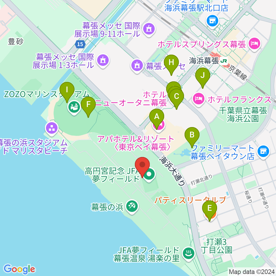 高円宮記念JFA夢フィールド周辺のカフェ一覧地図