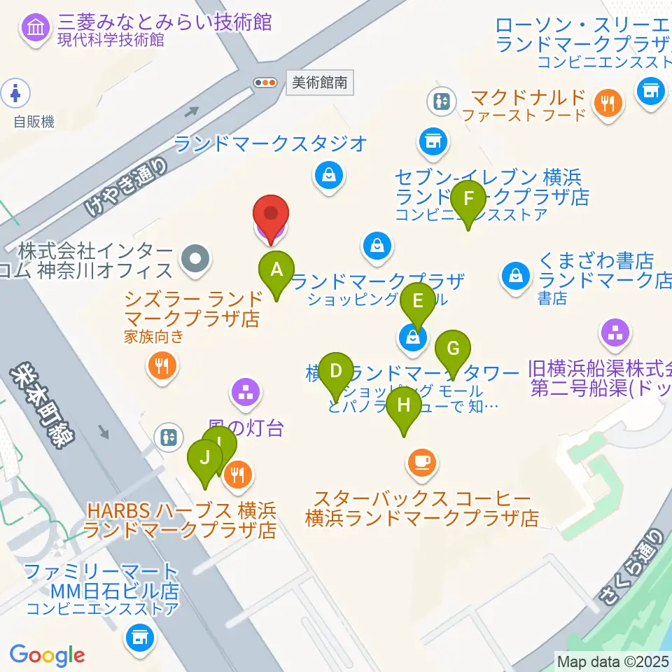 横浜ランドマークホール周辺のカフェ一覧地図