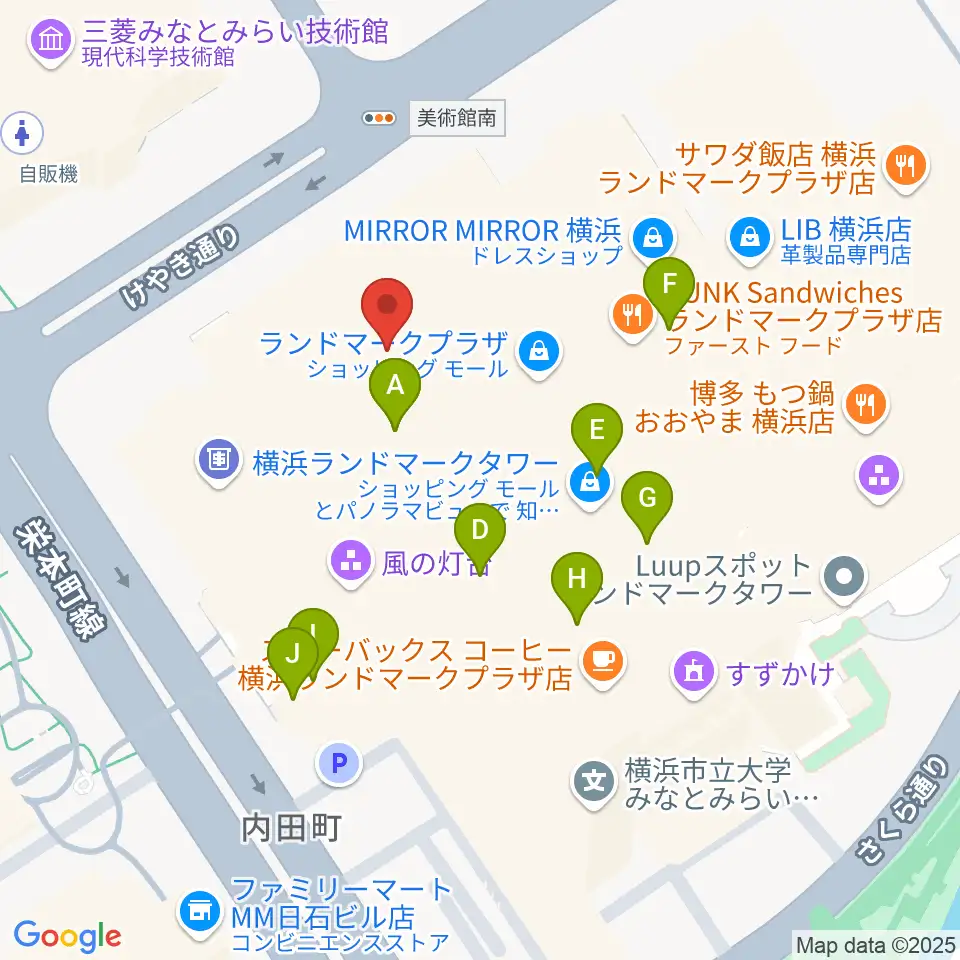 横浜ランドマークホール周辺のカフェ一覧地図