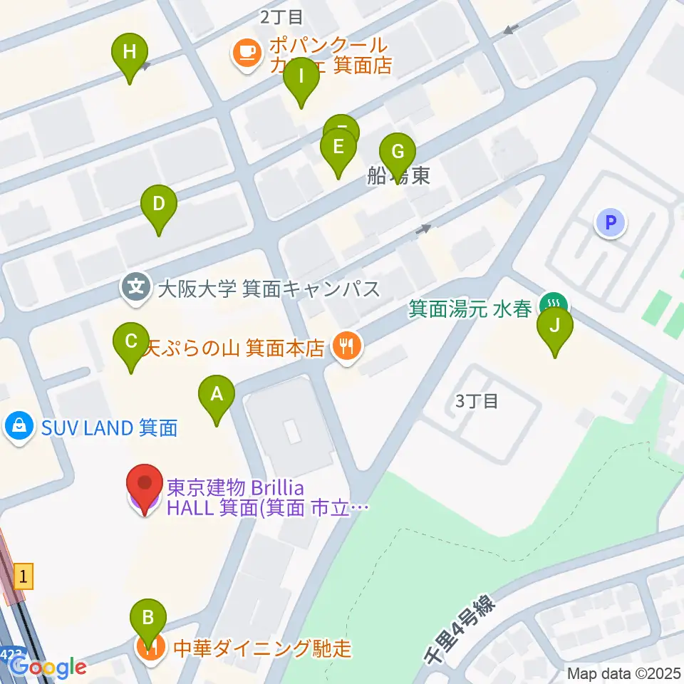 東京建物 Brillia HALL 箕面周辺のカフェ一覧地図