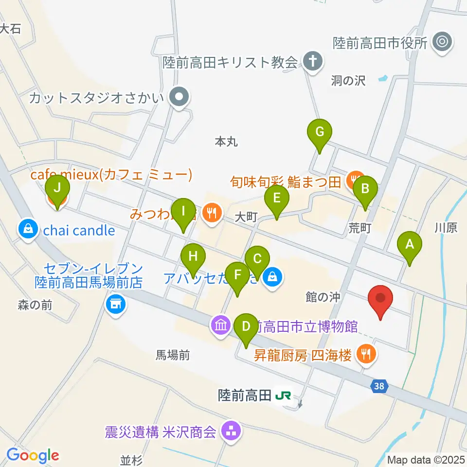 陸前高田市民文化会館 奇跡の一本松ホール周辺のカフェ一覧地図