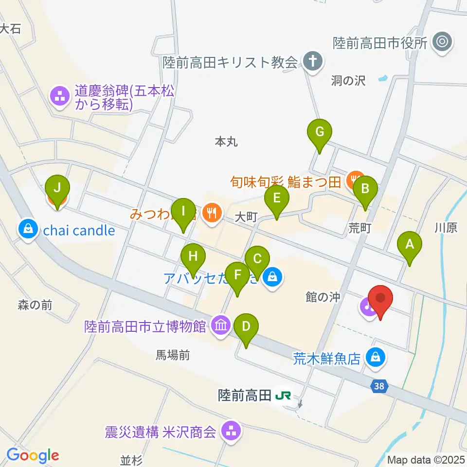 陸前高田市民文化会館 奇跡の一本松ホール周辺のカフェ一覧地図