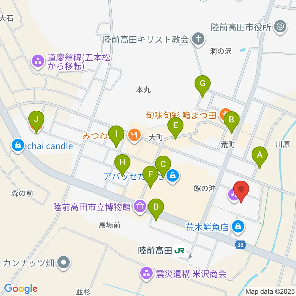陸前高田市民文化会館 奇跡の一本松ホール周辺のカフェ一覧地図