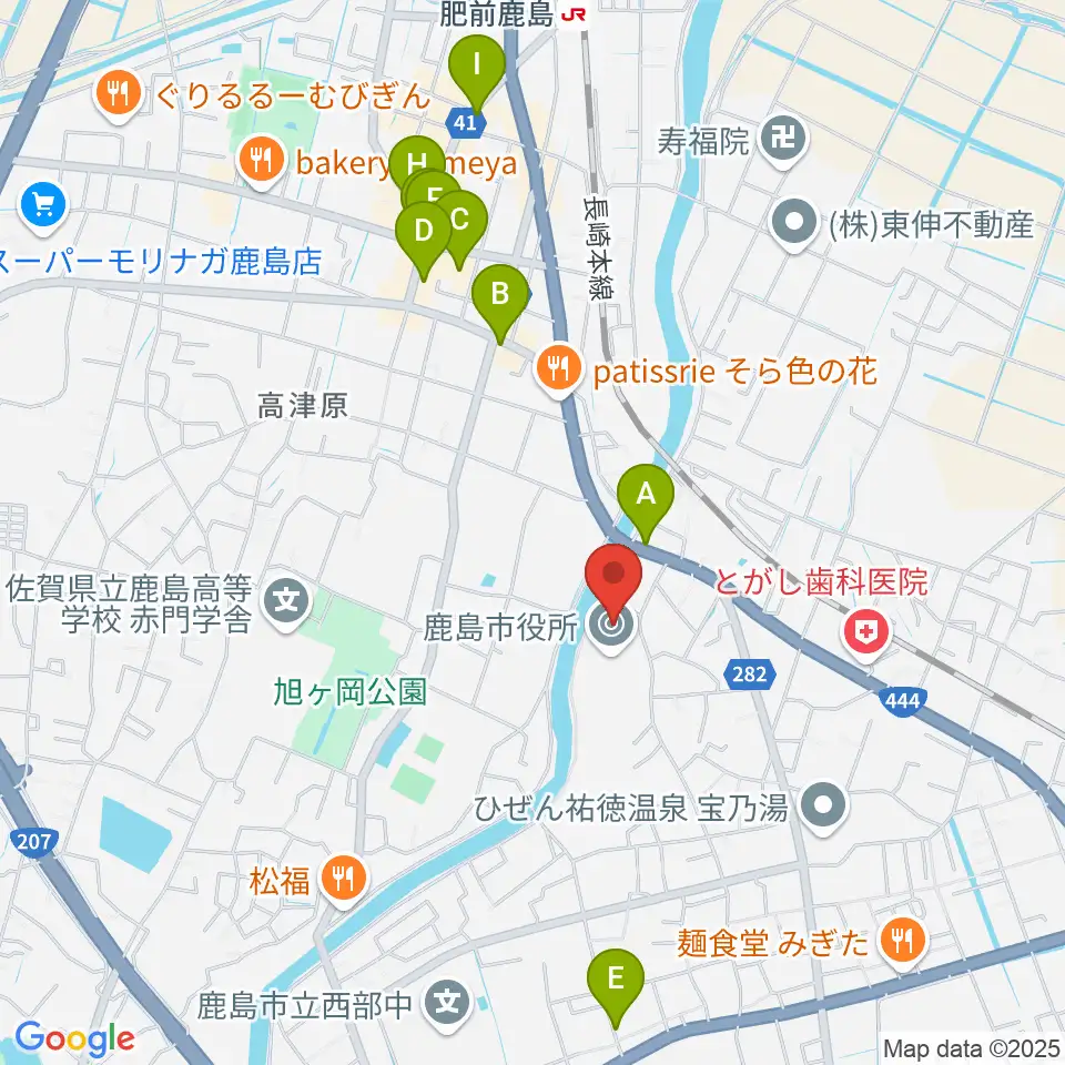 鹿島市民文化ホール サクラス周辺のカフェ一覧地図