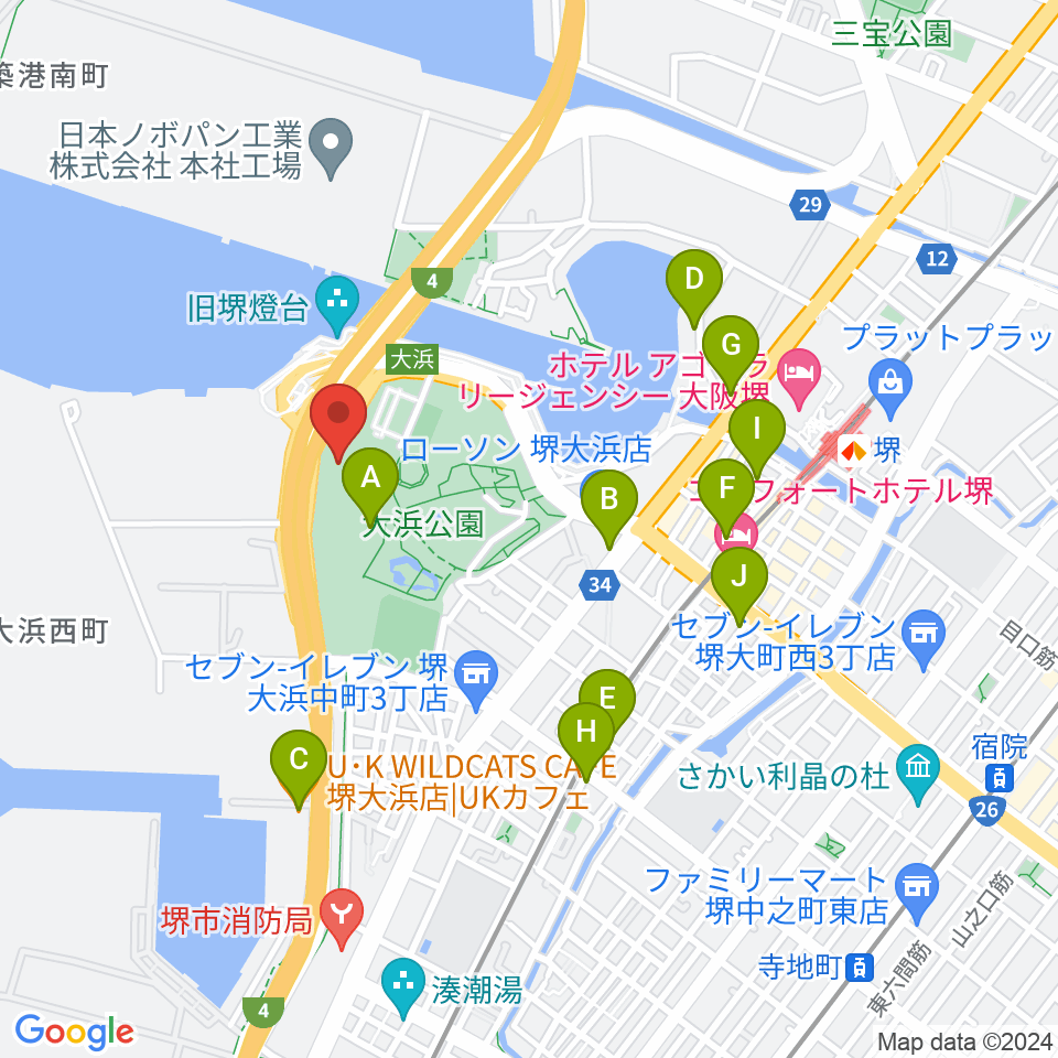 大浜だいしんアリーナ・だいしん大浜武道館周辺のカフェ一覧地図