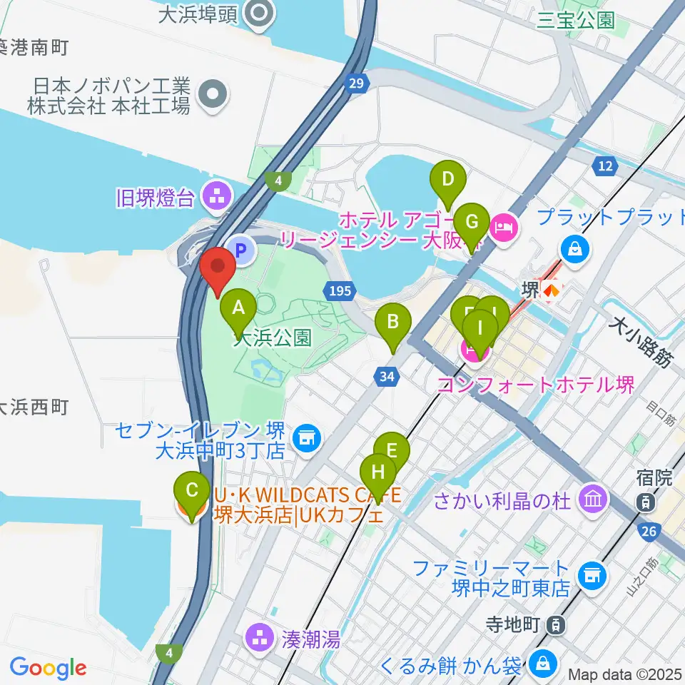 大浜だいしんアリーナ・だいしん大浜武道館周辺のカフェ一覧地図