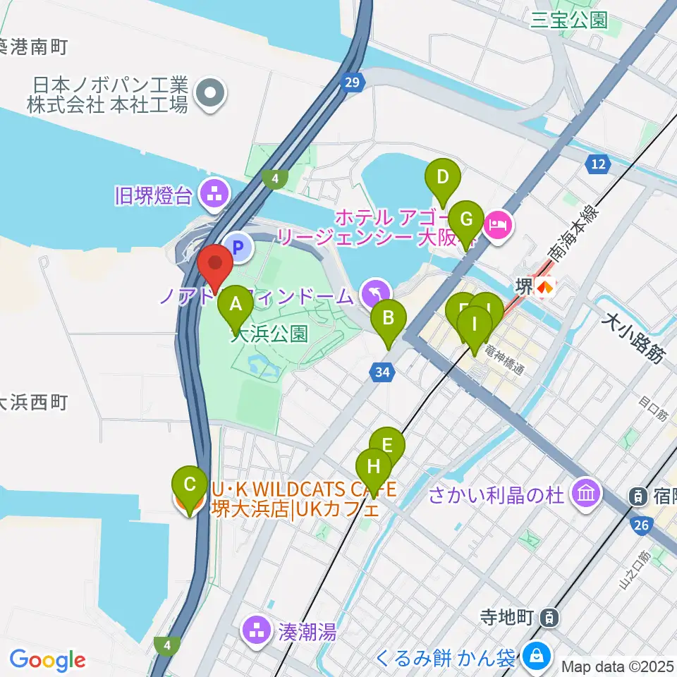 大浜だいしんアリーナ・だいしん大浜武道館周辺のカフェ一覧地図