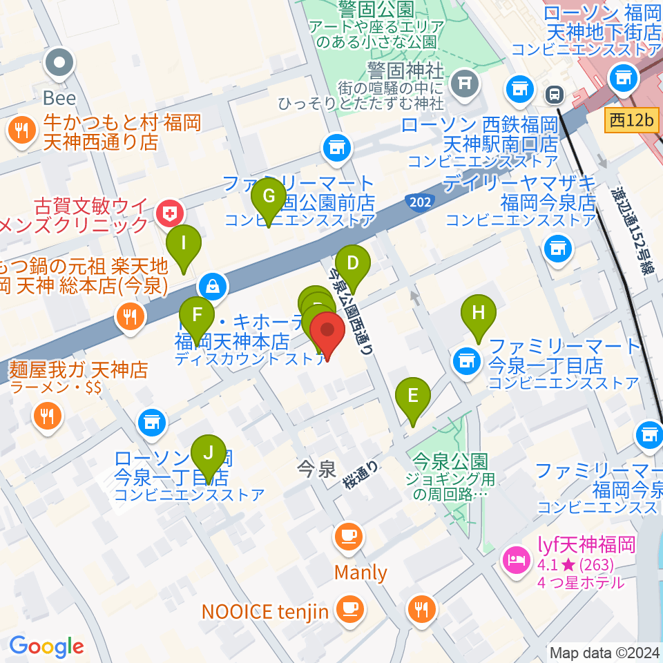 福岡evoL周辺のカフェ一覧地図