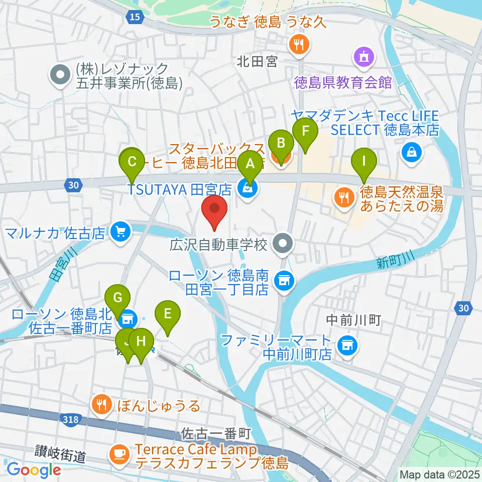 ワークスタッフ陸上競技場周辺のカフェ一覧地図