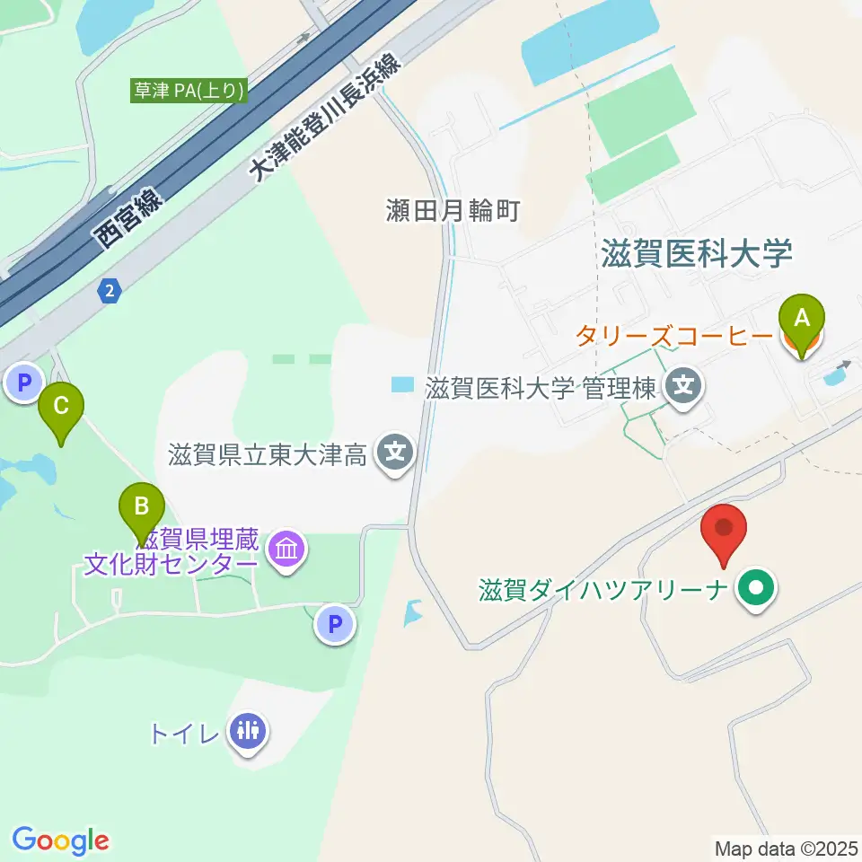 滋賀ダイハツアリーナ周辺のカフェ一覧地図