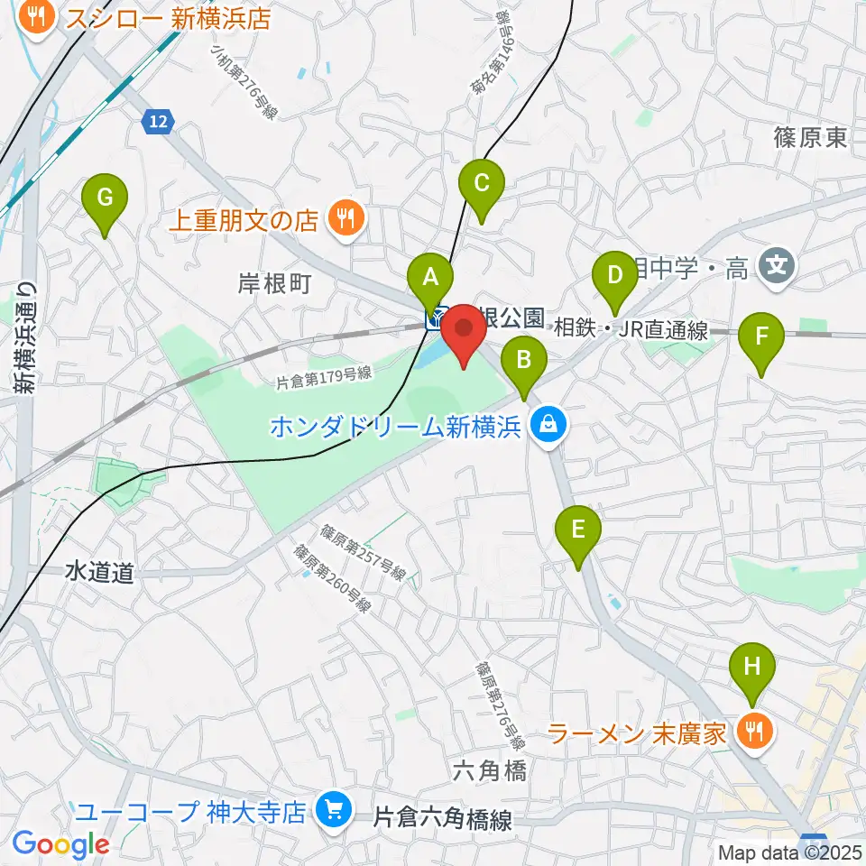 シンコースポーツ神奈川県立武道館周辺のカフェ一覧地図