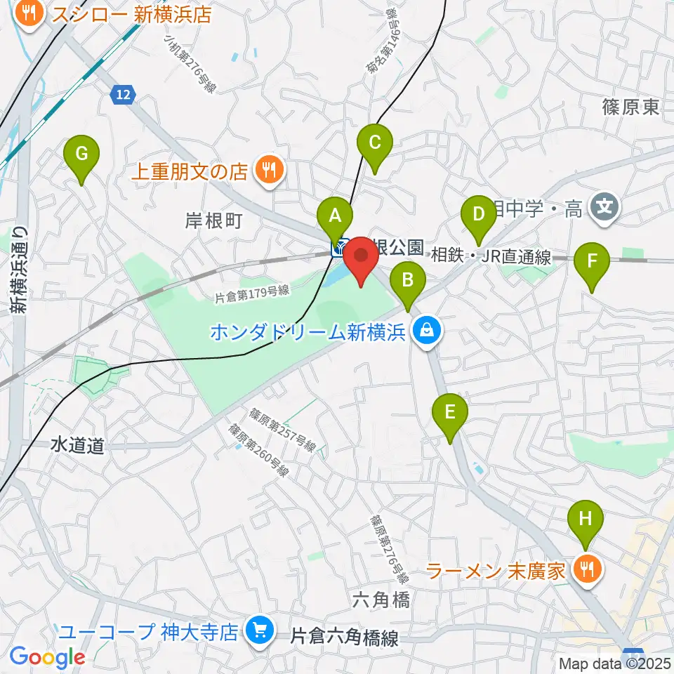 シンコースポーツ神奈川県立武道館周辺のカフェ一覧地図