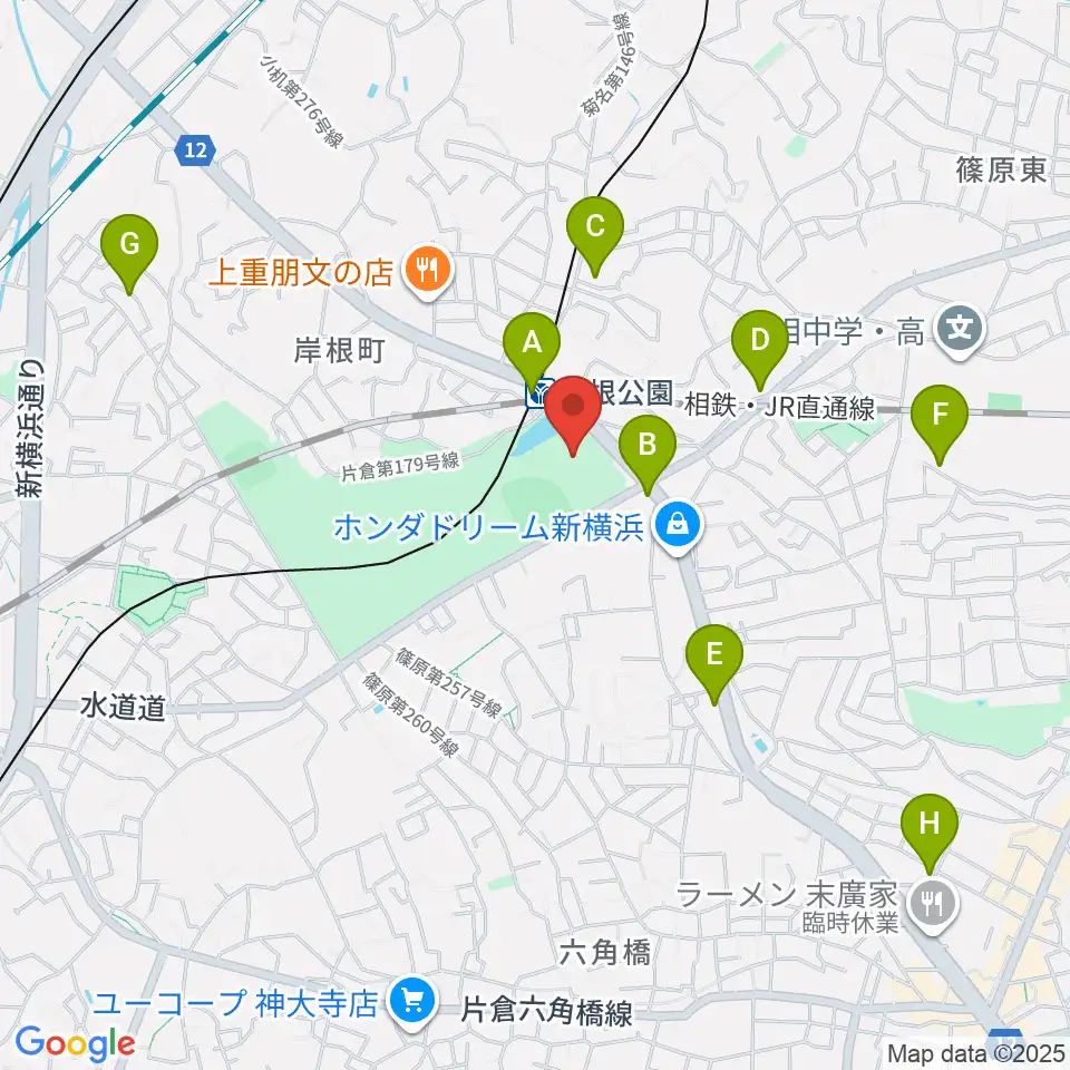 シンコースポーツ神奈川県立武道館周辺のカフェ一覧地図