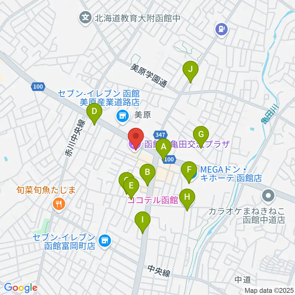 函館市亀田交流プラザ周辺のカフェ一覧地図