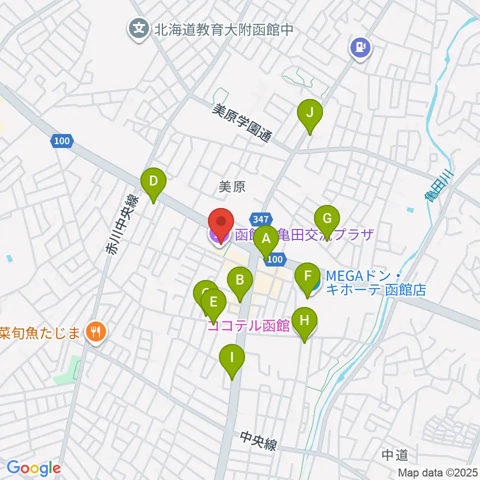 函館市亀田交流プラザ周辺のカフェ一覧地図
