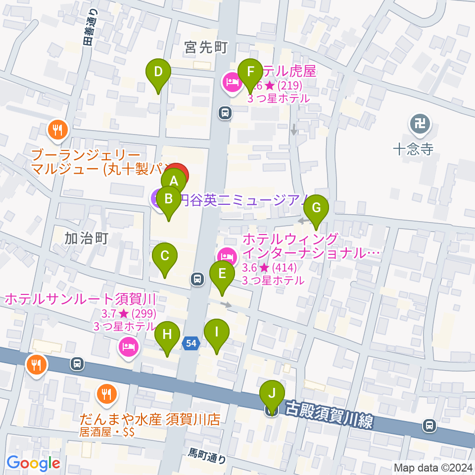 須賀川市民交流センターtette周辺のカフェ一覧地図