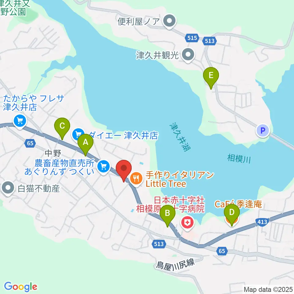 津久井中央公民館周辺のカフェ一覧地図