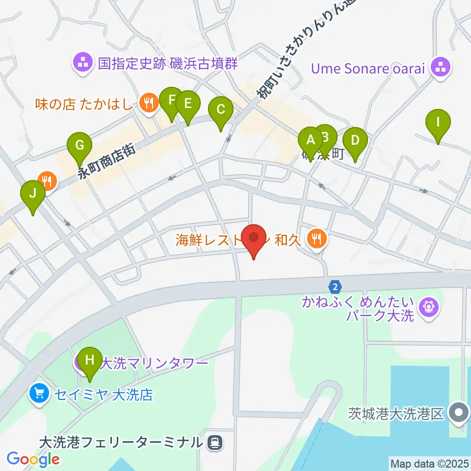 トヨペットスマイルホール大洗周辺のカフェ一覧地図