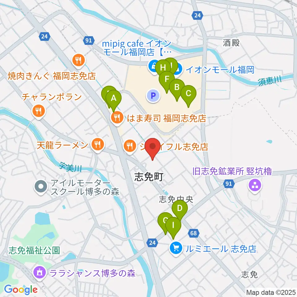 志免町立町民センター周辺のカフェ一覧地図