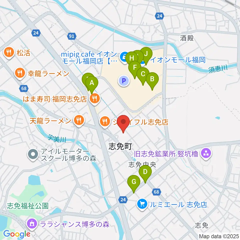 志免町立町民センター周辺のカフェ一覧地図