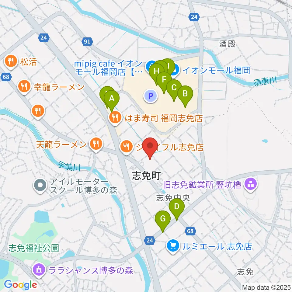 志免町立町民センター周辺のカフェ一覧地図