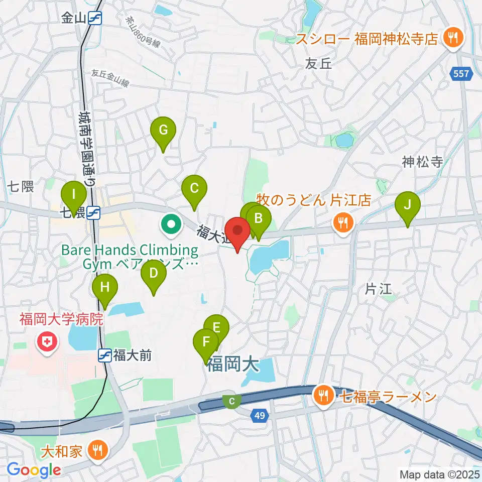 福岡市城南区城南市民センター周辺のカフェ一覧地図