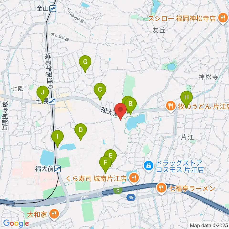 福岡市城南区城南市民センター周辺のカフェ一覧地図