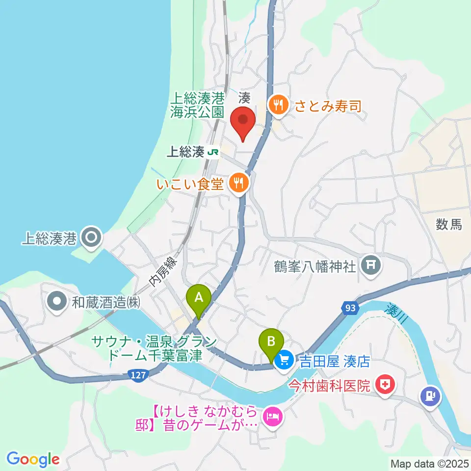 富津市民会館周辺のカフェ一覧地図