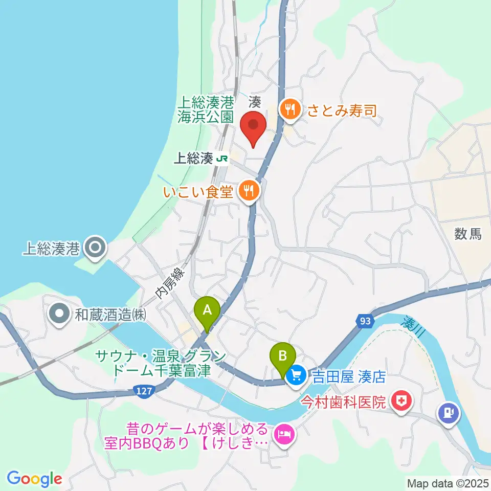 富津市民会館周辺のカフェ一覧地図
