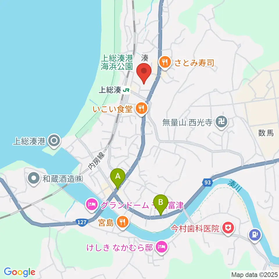 富津市民会館周辺のカフェ一覧地図