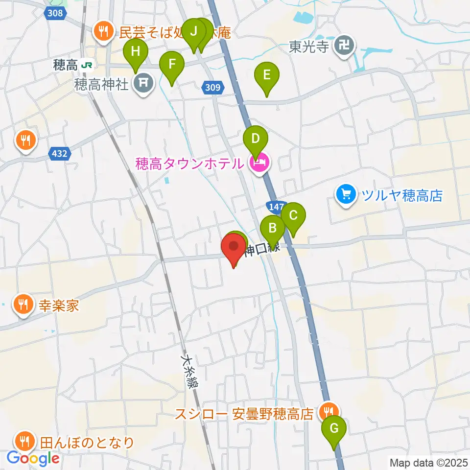 穂高交流学習センターみらい周辺のカフェ一覧地図