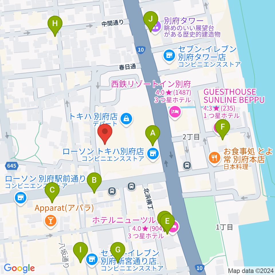 ぶらり劇場別府座周辺のカフェ一覧地図