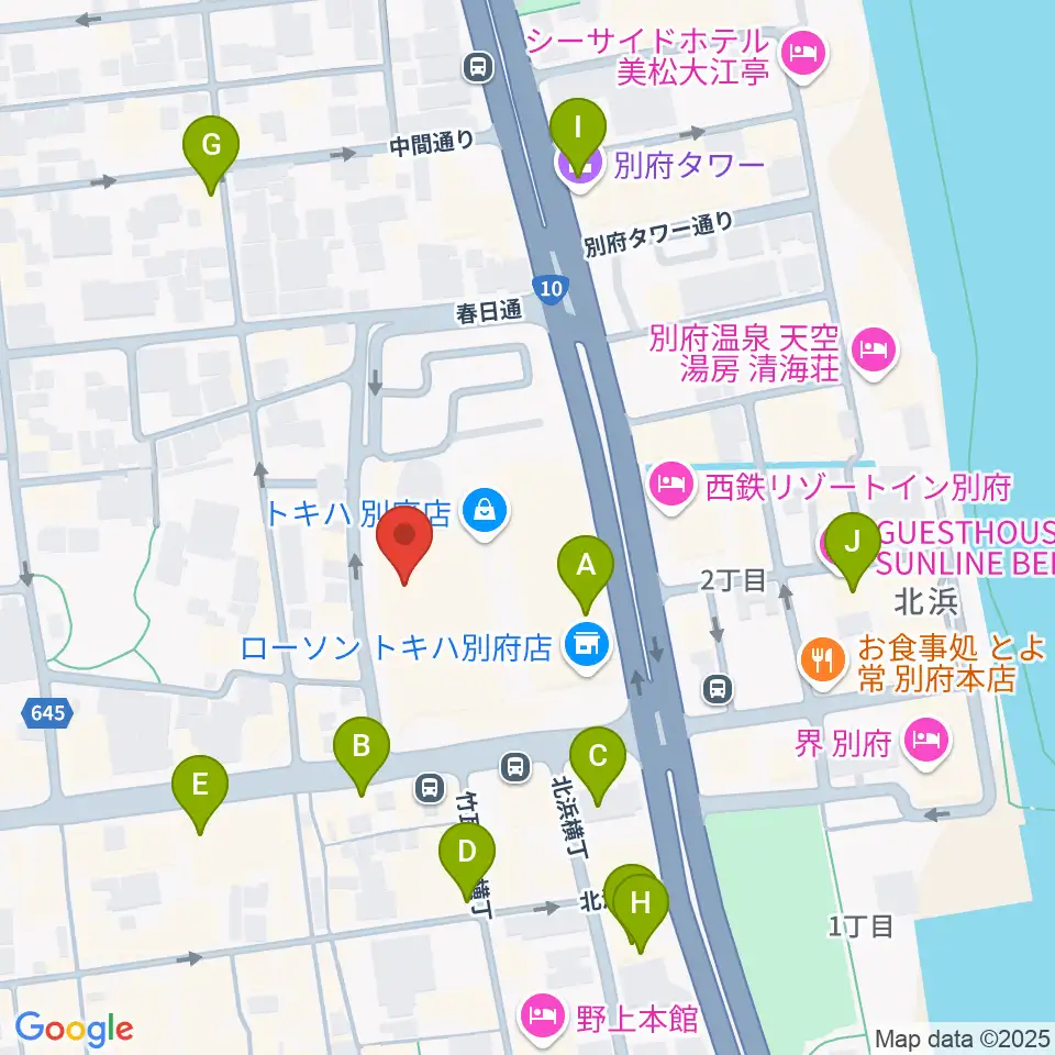 ぶらり劇場別府座周辺のカフェ一覧地図