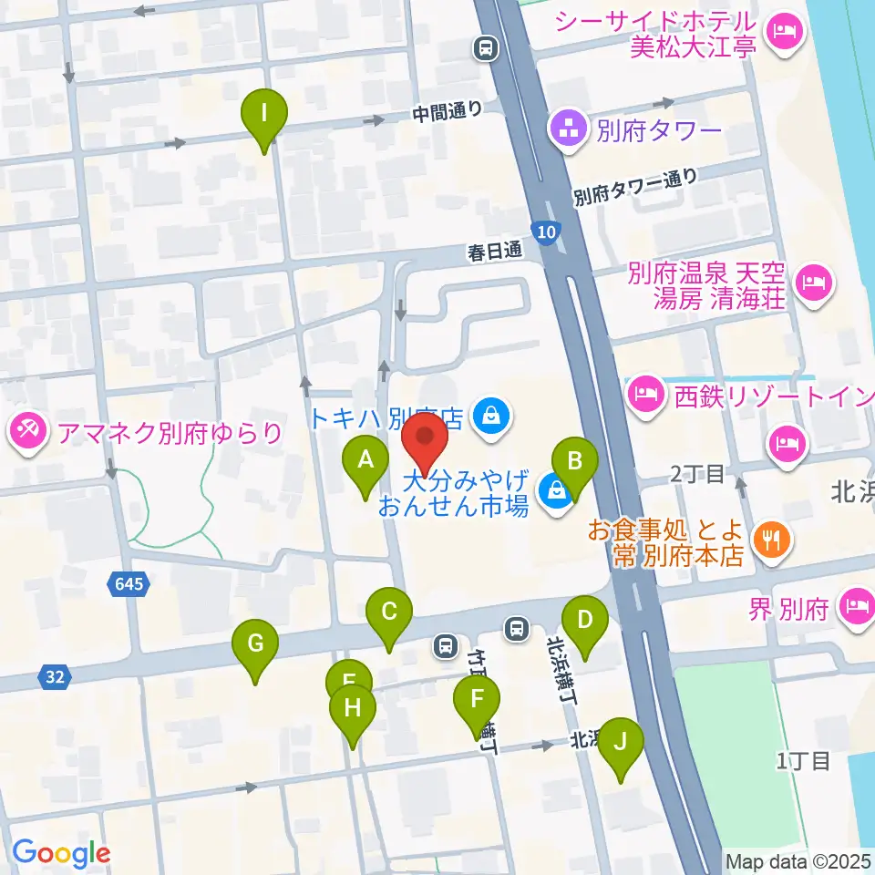 ぶらり劇場別府座周辺のカフェ一覧地図