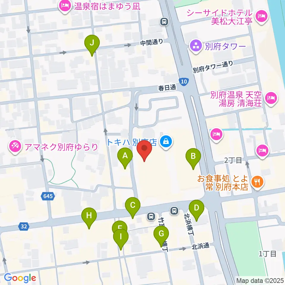 ぶらり劇場別府座周辺のカフェ一覧地図