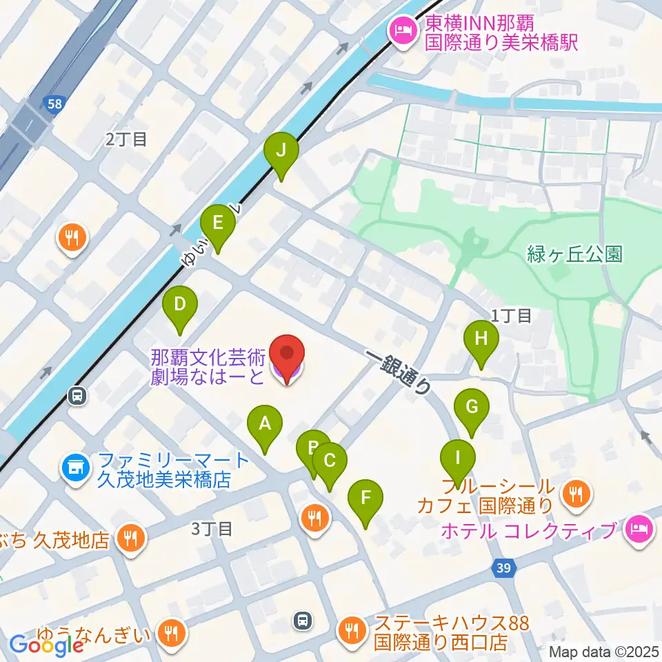 那覇文化芸術劇場なはーと周辺のカフェ一覧地図