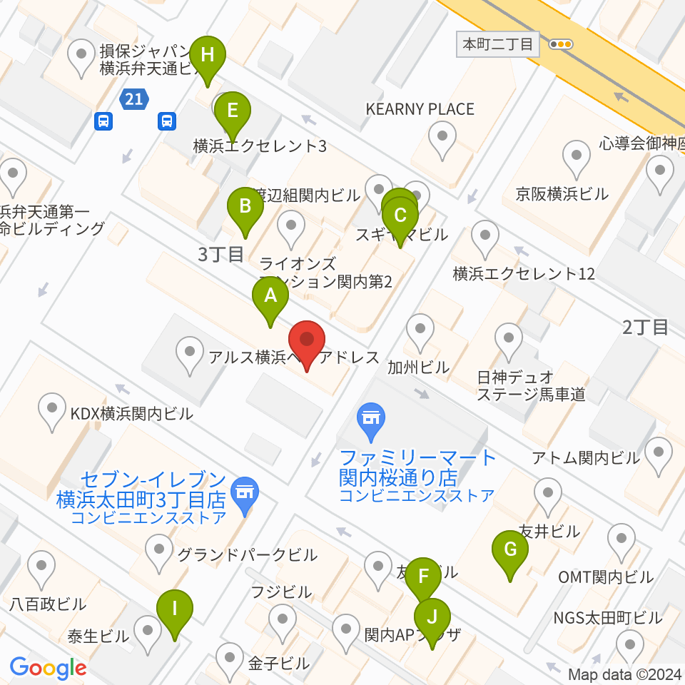 ホムラサウンド横浜スタジオ周辺のカフェ一覧地図