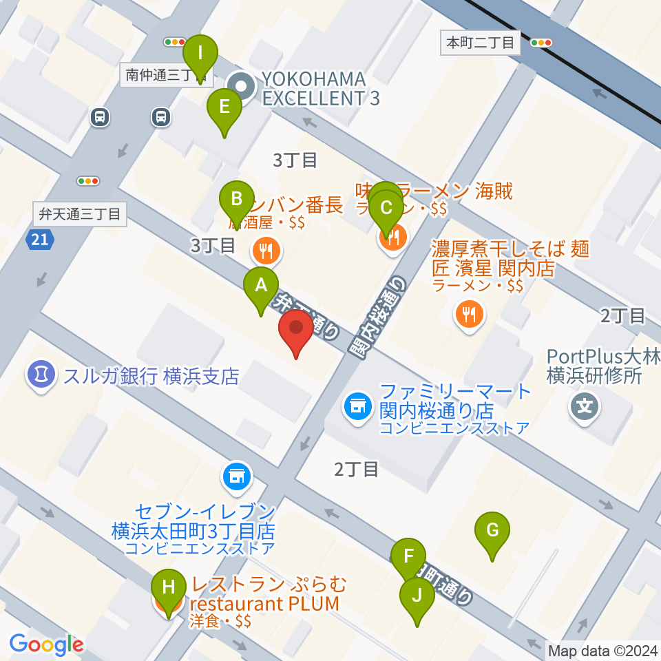 ホムラサウンド横浜スタジオ周辺のカフェ一覧地図